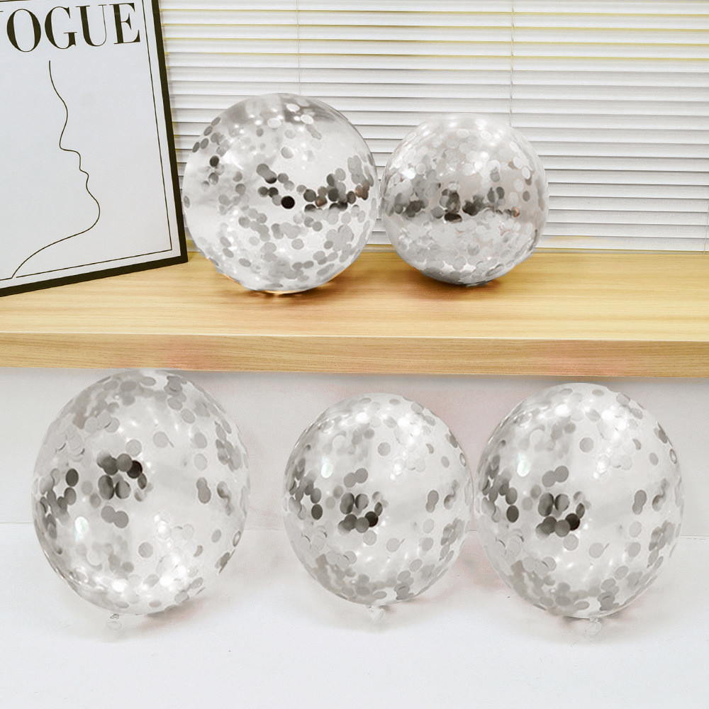 Шарики с конфетти 5 штук 10 дюймов серебристый Киев - изображение 1