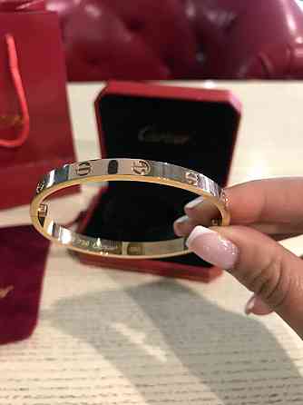 Cartier love браслет із викруткою в рожевому золоті в коробці Картеє/ браслет рожеве золото без каменів Одеса