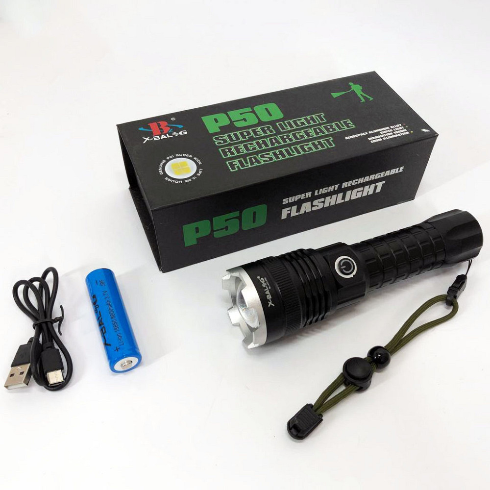 Переносной ручной мощный фонарь X-Balog, Тактические фонари с зумом, Фонарь ручной металлический GX-55 Львов - изображение 18