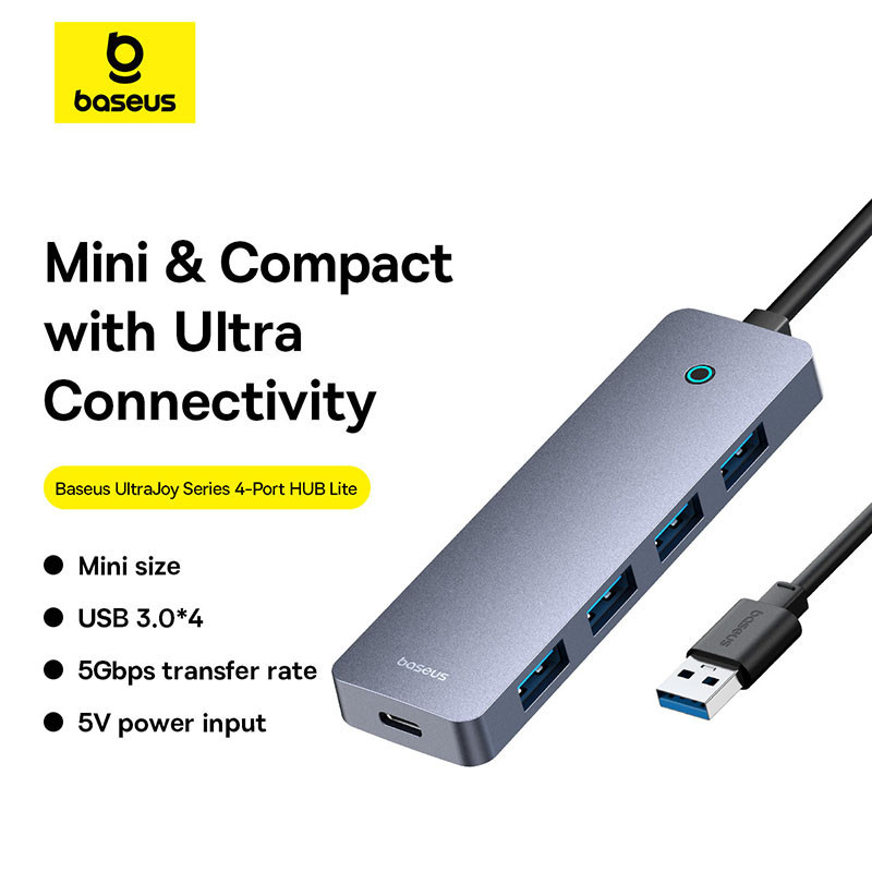USB-хаб Baseus UltraJoy Series 4-Port HUB Lite 50cm Space Grey（USBA to USB3.0*4+Type-C5V） Одесса - изображение 8