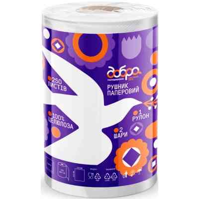 Паперові рушники Добра Господарочка Колекція Вибійка 2 шари 250 відривів 1 рулон (4820086524155) Вінниця