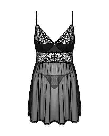 Еротичний комплект Obsessive Chemeris babydoll & thong M/L, пеньюар та стрінги Sex Aura Київ
