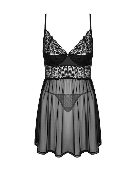 Еротичний комплект Obsessive Chemeris babydoll & thong M/L, пеньюар та стрінги Sex Aura Київ - фото 3