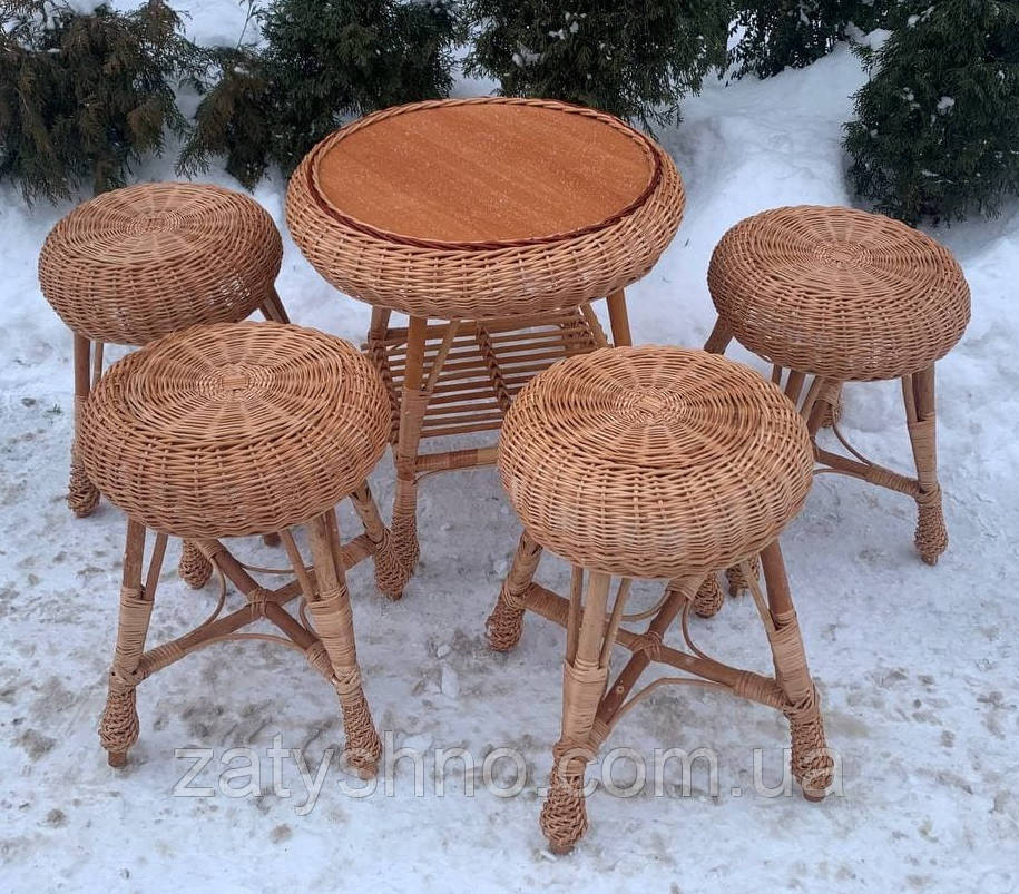 Набор плетеной мебели из лозы  с табуретками Киев - изображение 5