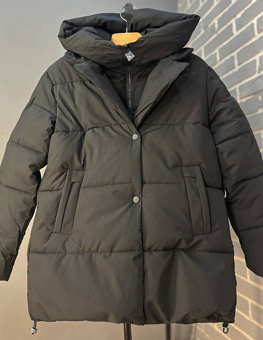 Куртка жіноча подовжена подвійна застібка з капюшоном Lady Yep 9010 чорна, чорний, 46 Київ - фото 4