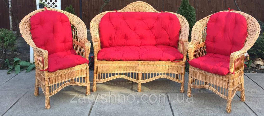 Плетеная мебель с накидками | мебель из лозы с красными накидками| ротанговая мебель с накидками Киев - изображение 7