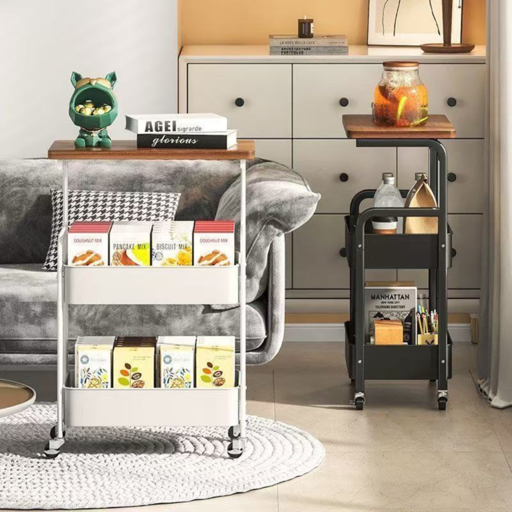 Полка 3-ярусная для хранения,металлическая передвижная тумба для спальни,кухни приставной столик на колесиках Каменец-Подольский - изображение 7