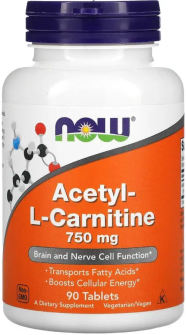 Ацетил Л-карнітин NOW Acetyl L Carnitine 750mg 90 tabs Київ - фото 1