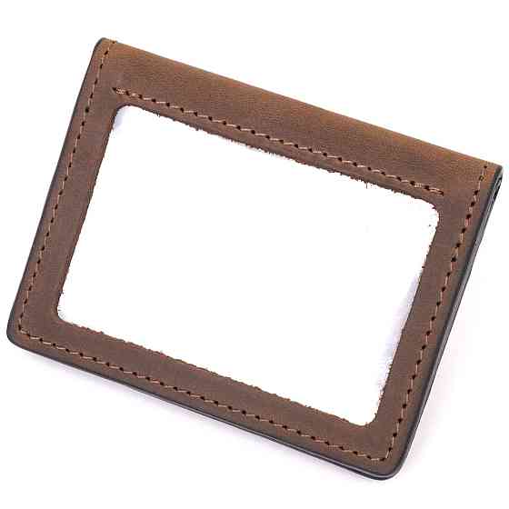 Зручна обкладинка на автодокументи у вінтажній шкірі Україна GRANDE PELLE 16710 Коричнева Київ