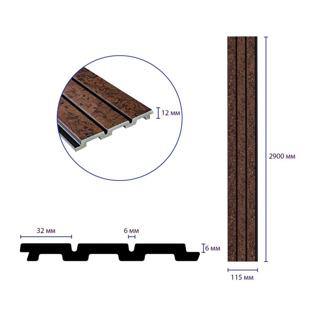 Рейка декоративна PS 2900х115х12мм Темно-коричневий із золотими вкрапленнями SW-00001737 Дніпро - фото 10