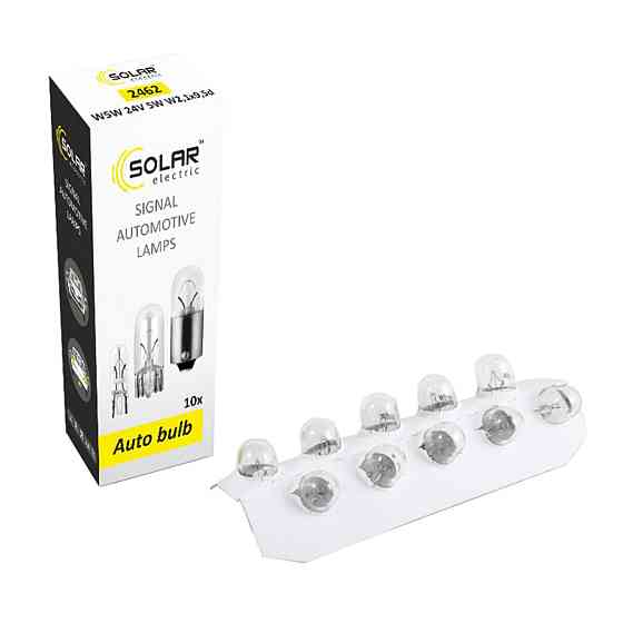 Лампа розжарювання Solar W5W 24V 5W W2.1x9.5d, 10шт Київ