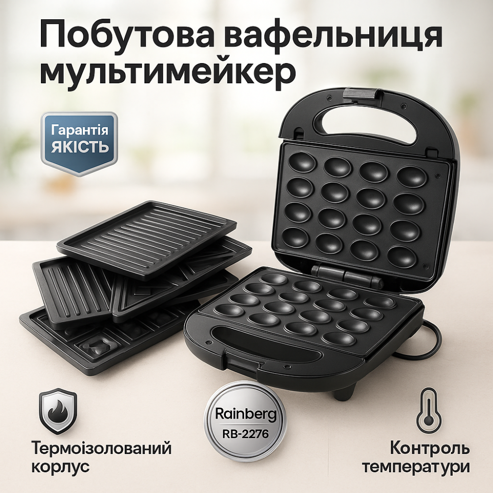 Сендвічниця для бутербродів Rainberg RB-2276 6в1 2200Вт, Домашній гриль бутербродниця ZT-15 Львів - фото 19