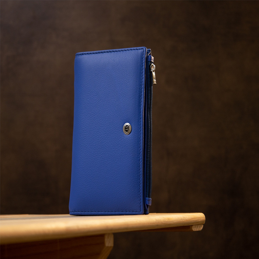 Практичний шкіряний гаманець ST Leather 19379 Блакитний Київ - фото 8