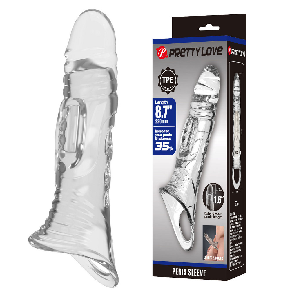 Подовжуюча насадка PRETTY LOVE - Penis Sleeve 8.7" Extender Clear, BI-026241NM Sex Aura Київ - фото 1