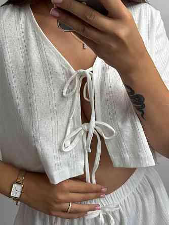Женский комплект на завязках с шортами Молочный XS-S Харьков