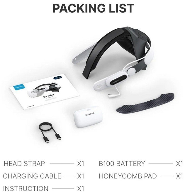 BOBOVR E3 Pro Head Strap‼️ для Meta Quest 3/3S Акумулятор 10000 mAh. Киев - изображение 1