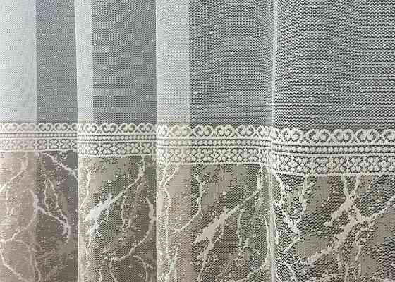 Тюль VR-Textil 1668т Жакард Білий з бежевим 400х270 см (42-0996) Київ