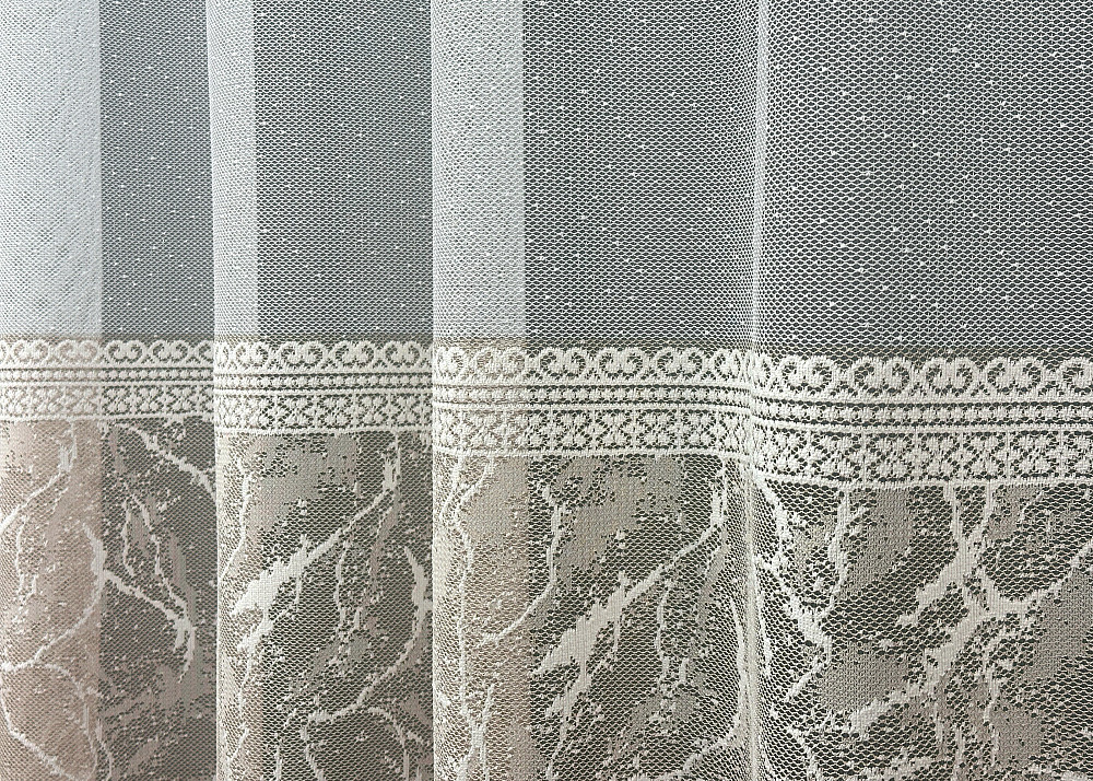 Тюль VR-Textil 1668т Жакард Білий з бежевим 400х270 см (42-0996) Київ - фото 5