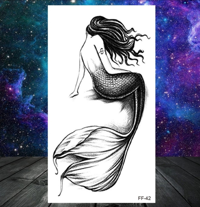 Перекладна татуювання "Русалка" - розмір стікера 10*6см Київ - фото 1