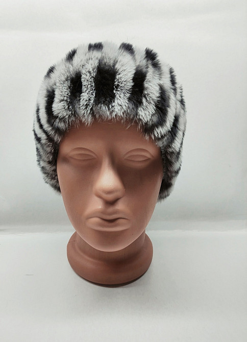 Хутряна пов'язка на голову жіноча із кролика Rex Шиншиловий Харків - фото 2