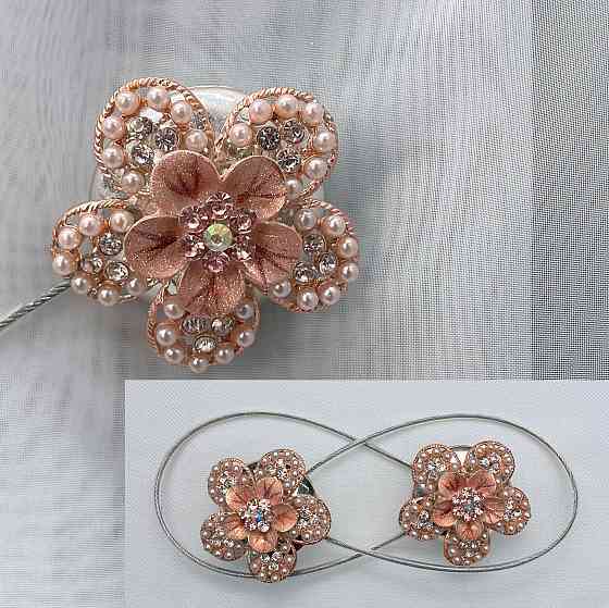 Магніти для штор та гардин "Flowers" набір 2 шт Персиковий (81-231) Київ