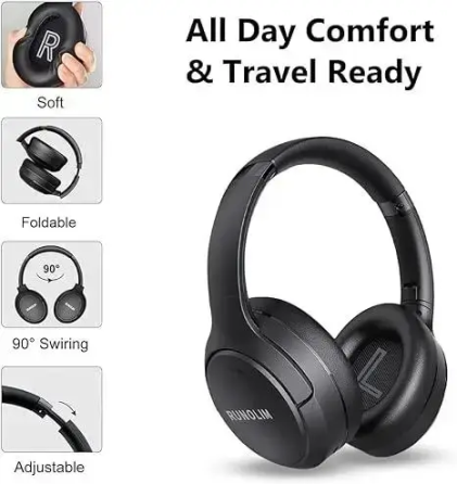 Беспроводные наушники RUNOLIM WH301A Bluetooth 5.3, ANC 95%, Hi-Fi, микрофон, 70 часов работы, 3,5 мм, черные Киев