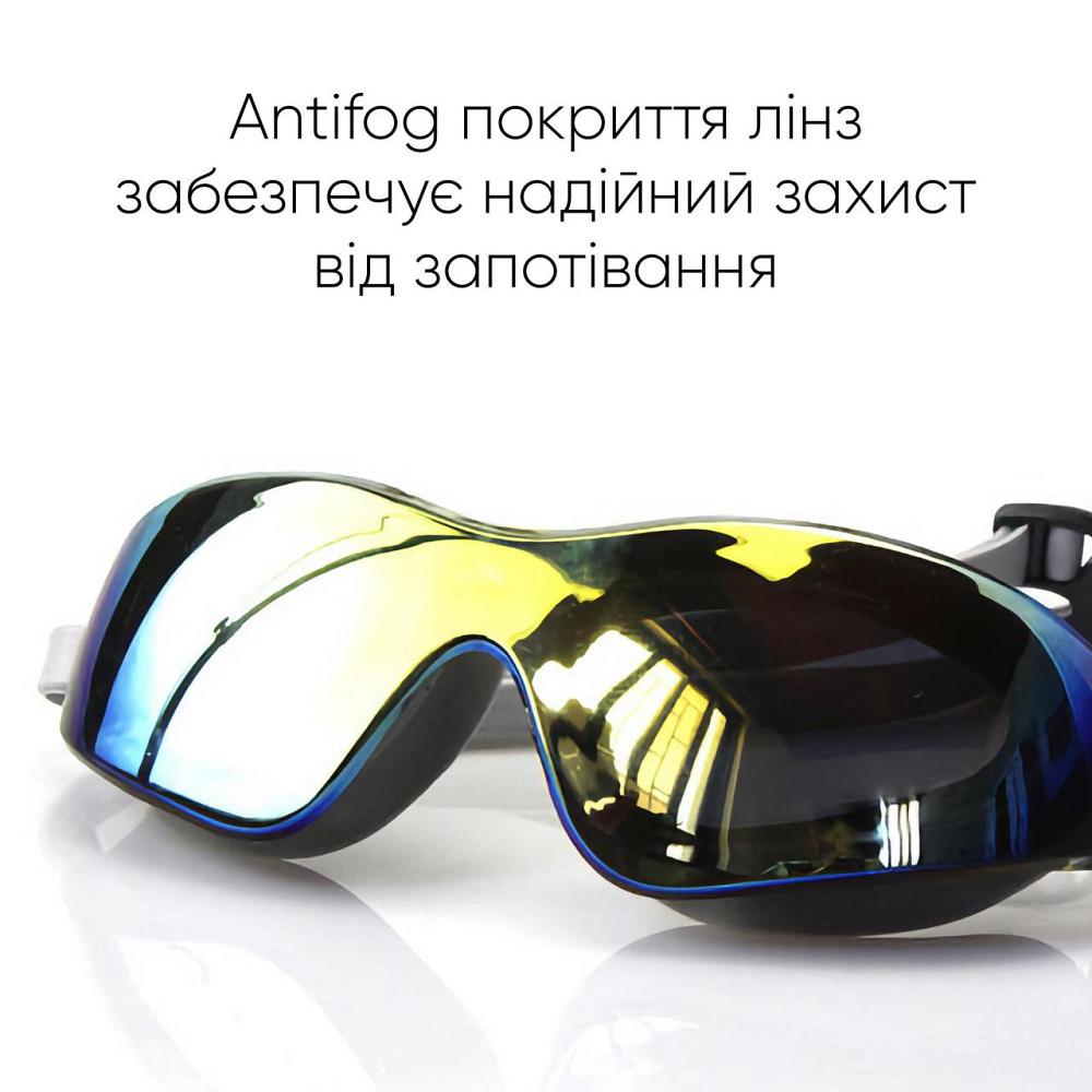 Окуляри для плавання Renvo Parma Уні Anti-fog Чорний, Сірий OSFM (2SG500-02) Киев - изображение 3
