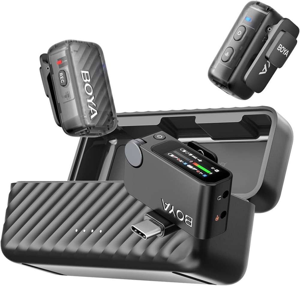Мікрофон подвійний бездротовий / рекордер з ШІ шумозаглушенням для телефону камери Type-C BOYAMIC 2-01 SBR Київ - фото 1