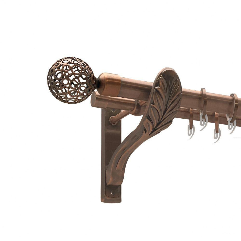 Карниз Orvit Савона металевий дворядний ретро гладка труба кільце фасонне металеве  Мідь 25\19 мм 240 см Львов - изображение 1