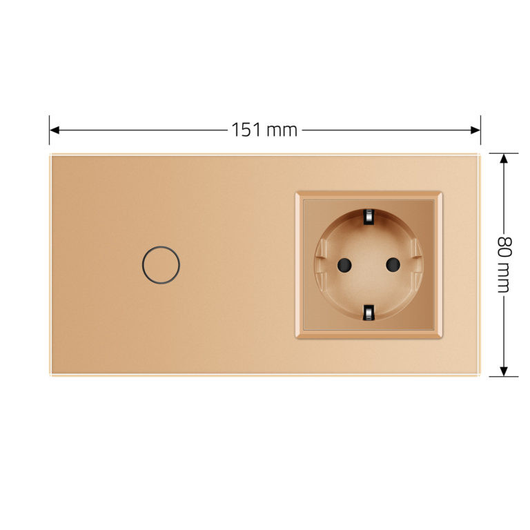 LIVOLO Розумний сенсорний EC вимикач 1 сенсор 1 розетка LIVOLO золото матове скло Коломия - фото 3