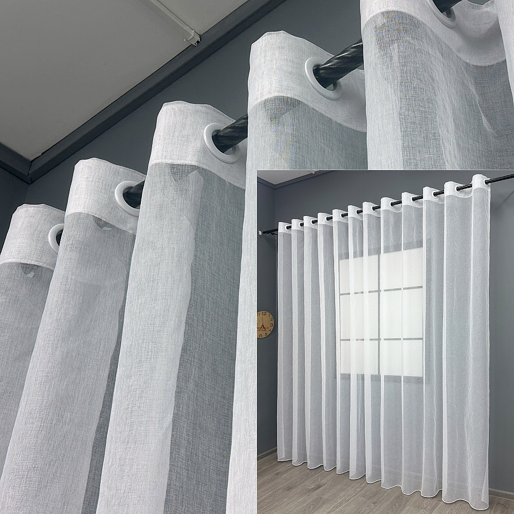 Тюль на люверсах VR-Textil 1276т Мікро-льон однотонний Білий 600х250 см (47-016) Київ - фото 1