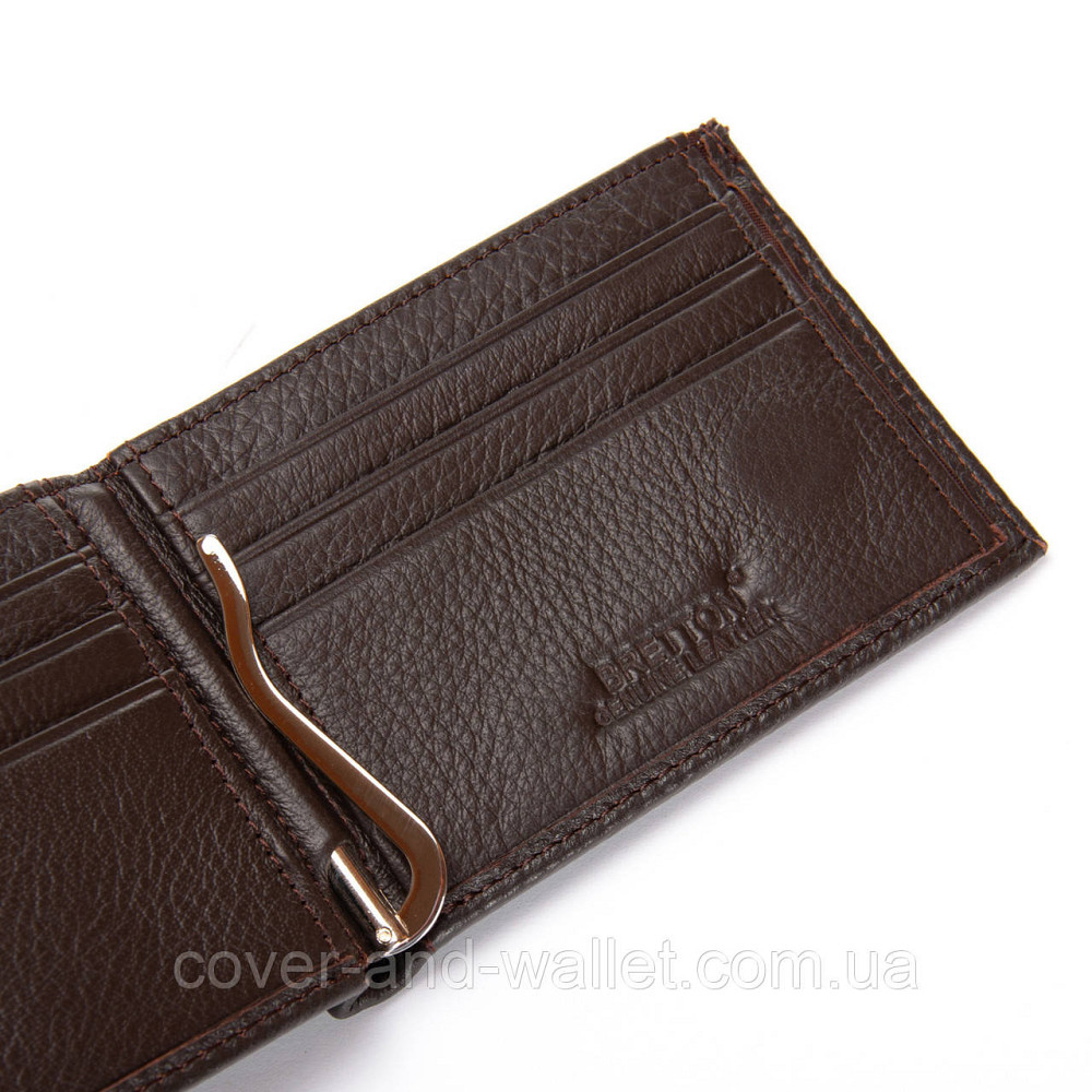 Маленький чоловічий шкіряний гаманець на магнітах із затискачем коричневий Bretton Київ - фото 5
