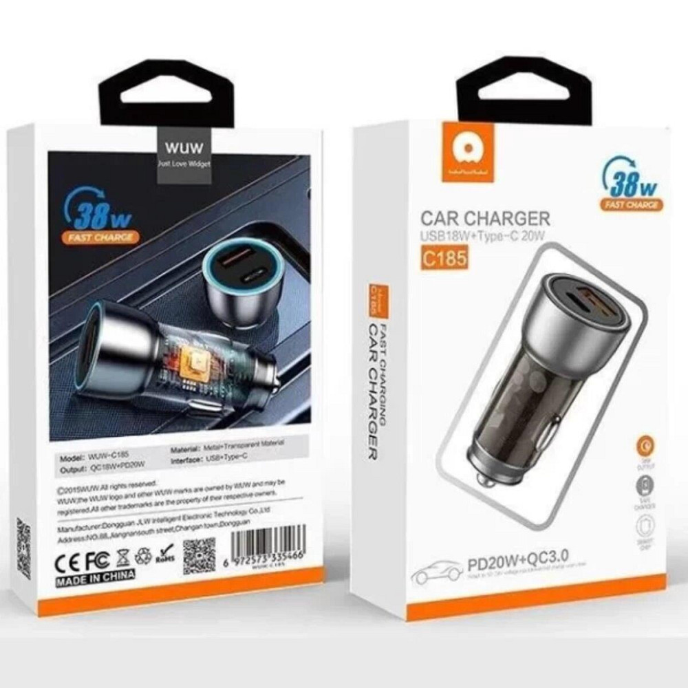 Автомобильное зарядное устройство WUW-C185 PD20W+QC3.0 black 6972573335466 Одесса - изображение 6