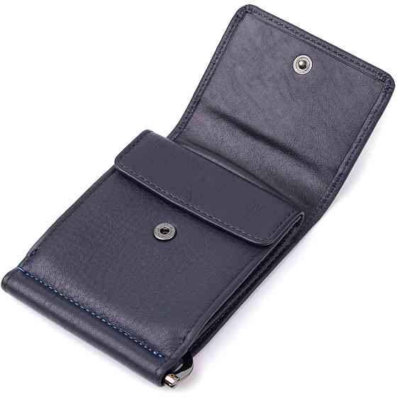 Вертикальний чоловічий затискач із зернистої натуральної шкіри Tony Perotti 20862_1 (3595 navy) Синій Київ