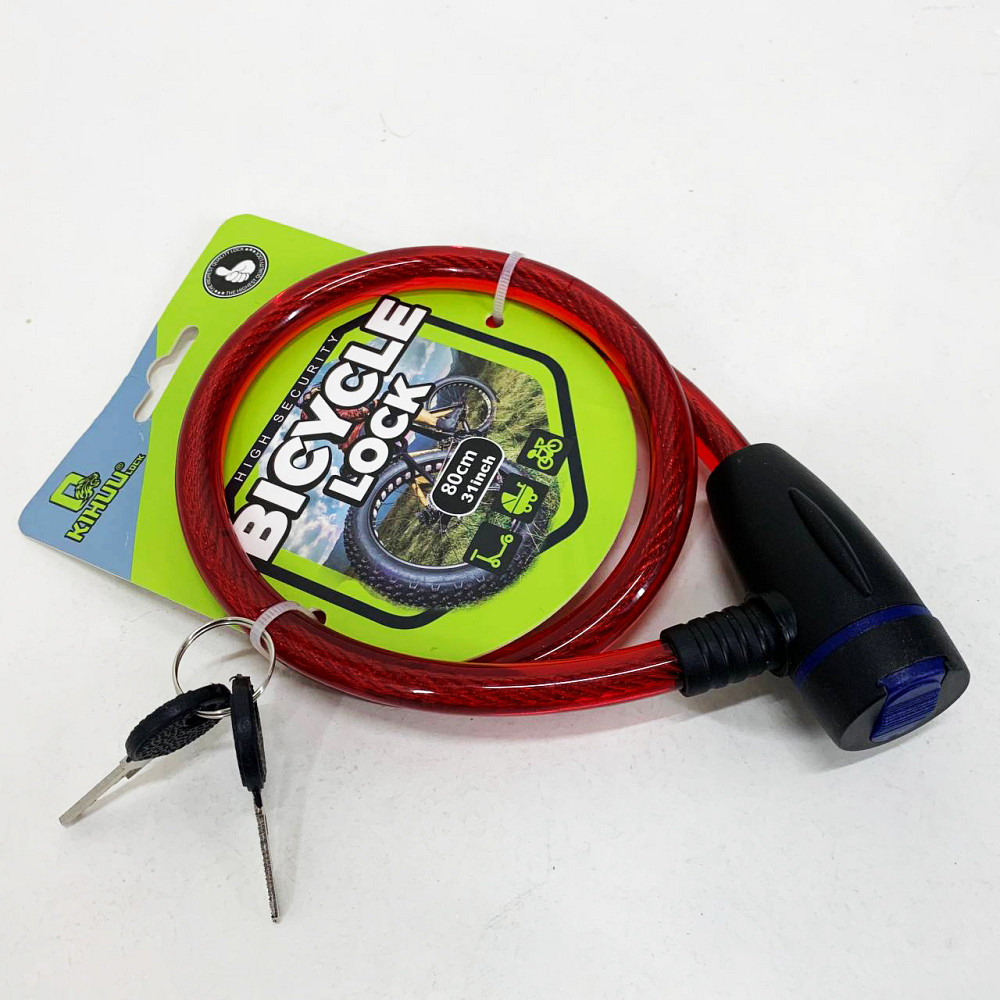 Замок велосипедный KIHUU LOCK 187, 12*80 тросовый, 2 ключа. Цвет: красный NI-19 Львов - изображение 3