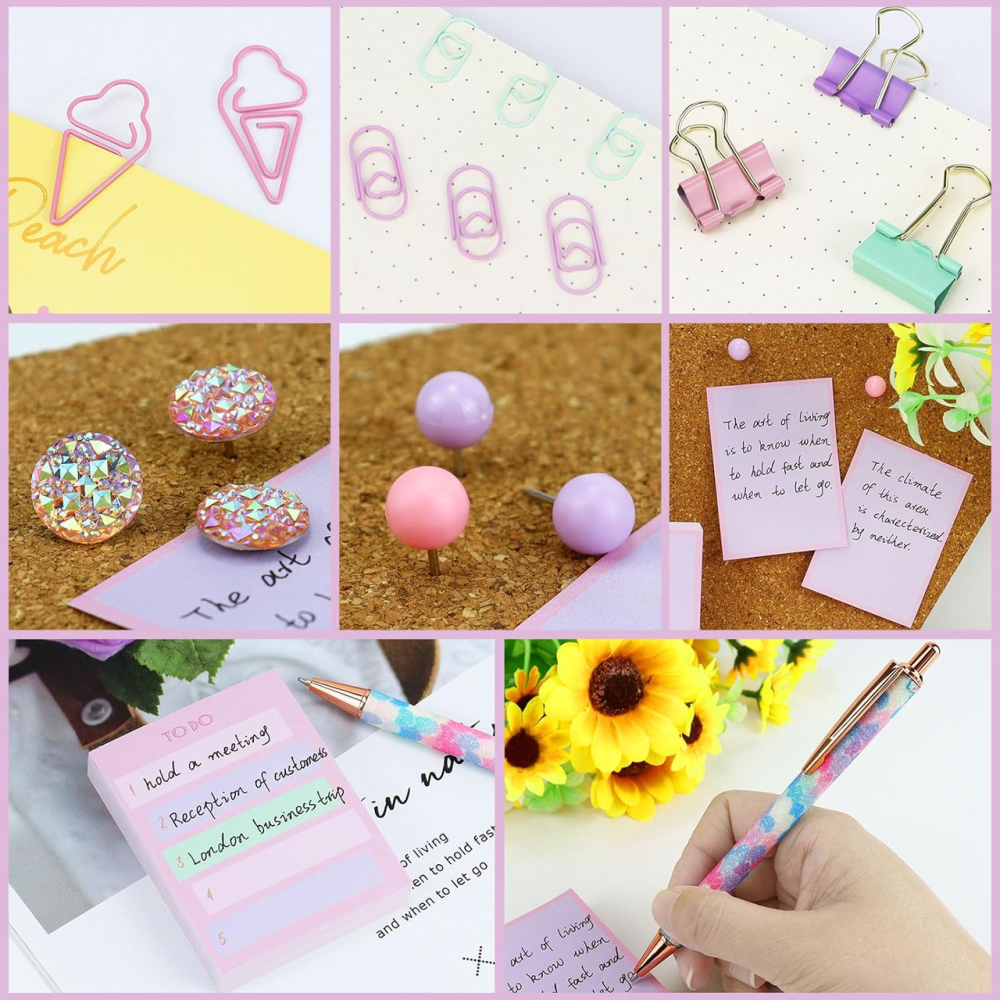 Подарунковий набір канцелярії для навчання, органайзер для офісу, ручка, скріпки, біндери та стікери Кам'янець-Подільський - фото 5