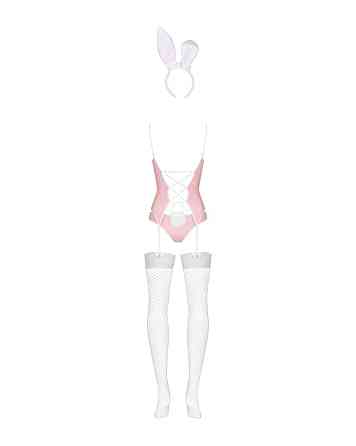 Эротический костюм зайки Obsessive Bunny suit 4 pcs costume pink L/XL, розовый, топ с подвязками, тр Sex Aura Киев