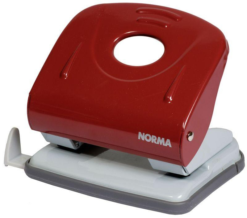 Діркопробивач металевий 30 арк. "Norma" з лінійкою 8 см. червоний, 4346-01N, шт Київ - фото 1