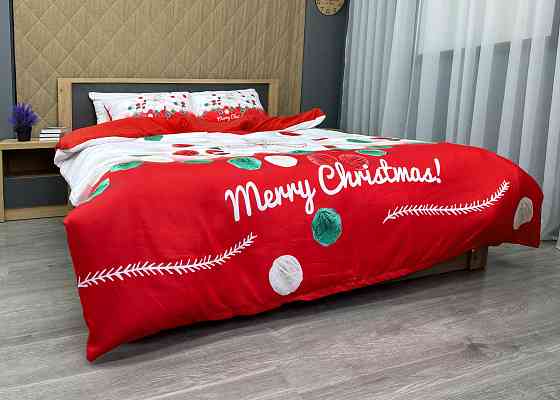 Комплект постільної білизни Фланель, Epico Євро 200х220 з Різдвяним принтом (88-197) Київ