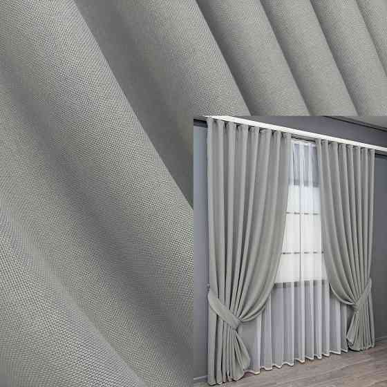 Комплект готових штор VR-Textil Льон Мішковина № 2062ш Світло-сірий 200х275 см 2 шт (32-463) Київ