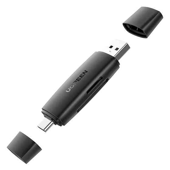 Кардрідер 2- в-1 TF/SD Ugreen CM304 80191 USB & USB-C (Чорний) Николаев