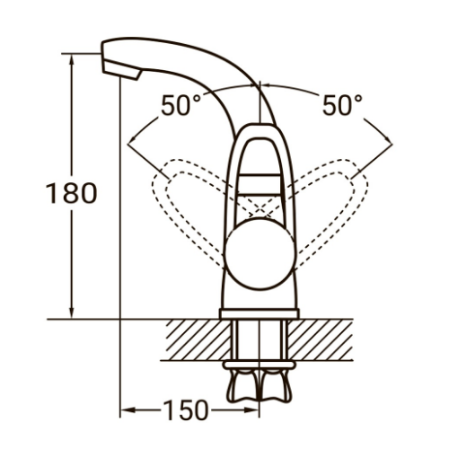 Змішувач HL d35мм для раковини гусак вигнутий на гайці Aquatica Житомир - изображение 4