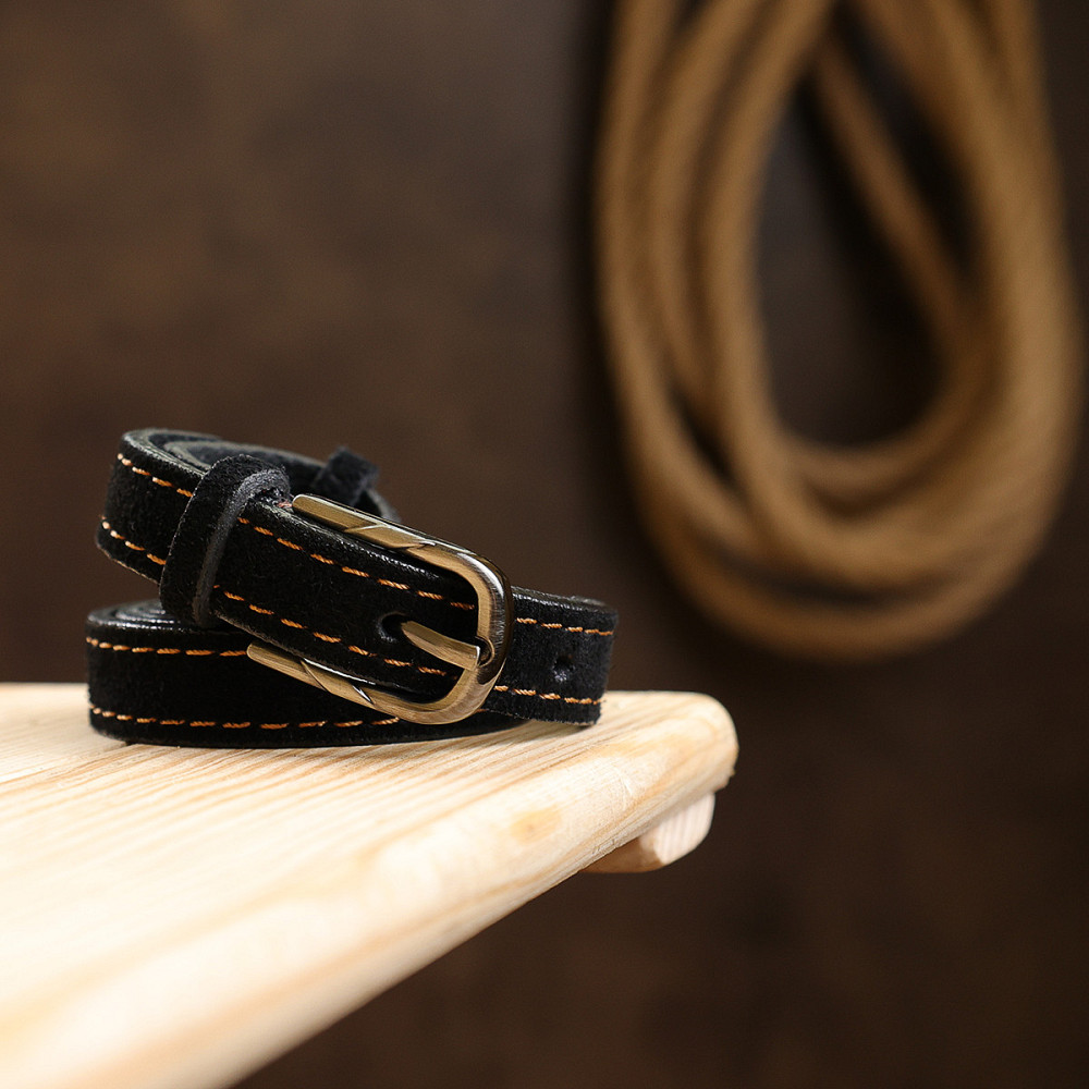 Замшевий оригінальний жіночий ремінь Vintage 20756 Чорний Київ - фото 10