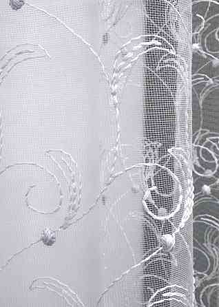 Тюль VR-Textil 1891т Фатин з вишивкою та люрексом Холодний білий 300х120 см (42-0858) Київ