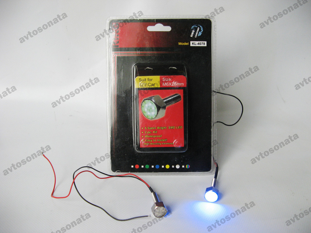 Болтики для номерів 4078 з підсвічуванням 6LED Blue (пара) Вінниця - фото 3