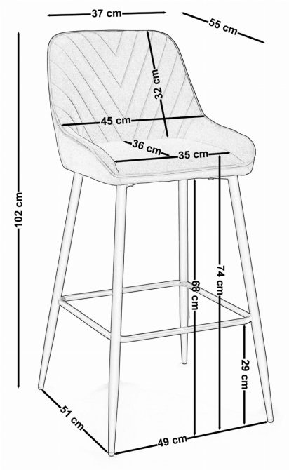 Барный стул Just Sit PADRA обит высококачественным бархатом серого цвета Киев - изображение 10