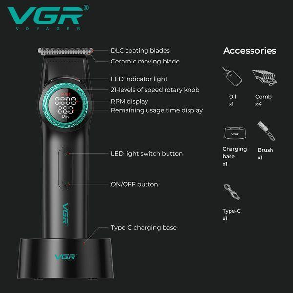 Профессиональная беспроводная машинка триммер для стрижки волос VGR V-977 с зарядной базой (20) Киев - изображение 3