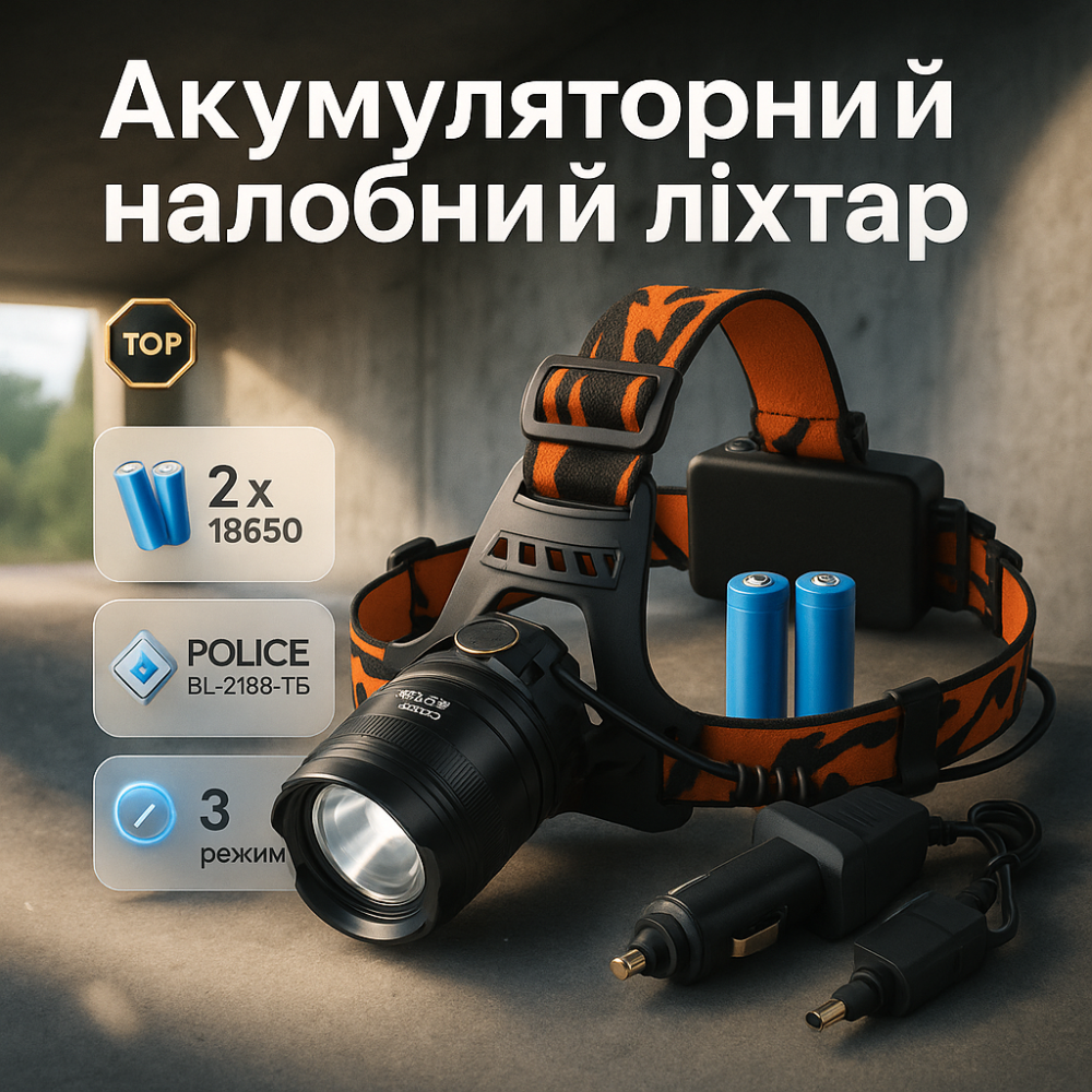 Налобный фонарь для рыбалки кемпинга POLICE, Тактический фонарь для рыбалки Мощный налобный LED ZN-38 Львов - изображение 11