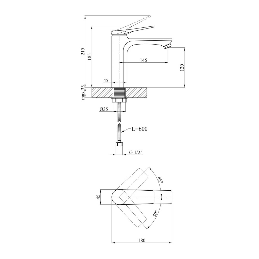 Смеситель для раковины Kroner KRP Terra - GRP010 графит Киев - изображение 2