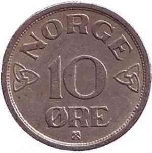 Монета 10 ері. 1954,57 рік, Норвегія.(БД) Полтава